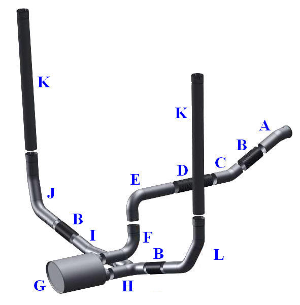 Early Kenworth Aerocab exhaust layout with 1 muffler